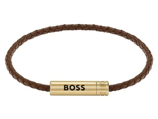 BOSS Jewellery 1580876 Ares air Braided Cuff Brown Leather