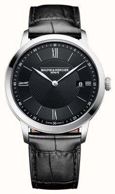 Baume & Mercier Classima Date Quartz (40mm) Black Sun-Satin Dial / Black Leather Strap 10881