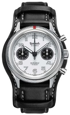 Hanhart 417 ES Flyback Panda (42mm) White Dial / Black Leather Strap - M H721.201-7010
