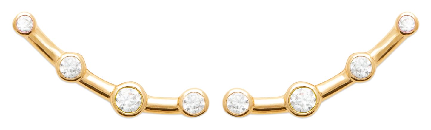 Burren Jewellery E1390 18k Gold Plate Cz Creeper With 5 Cz