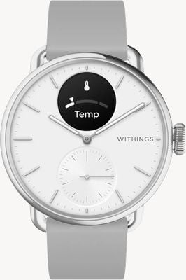 Withings ScanWatch 2 - Hybrid Smartwatch with ECG (38mm) White Hybrid Dial / Grey Silicone Watch HWA10-MODEL 2-ALL-INT
