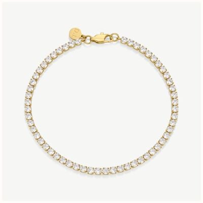D.LOUISE Gold Tone White Stone Tennis Bracelet GB-043-18