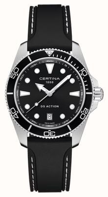 Certina DS Action Quartz (40mm) Black Dial / Black Rubber Strap C0484101705100