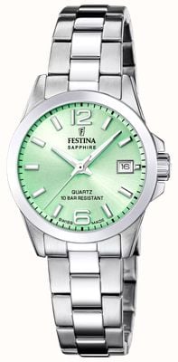 Festina Swiss Made Classic Quartz (29.5mm) Green Sunray Dial / Stainless Steel Bracelet F20049/2