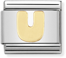 Nomination Classic Letter U 18ct Gold & Steel Charm 030101/21