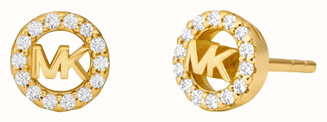 Michael Kors Gold-Plated Sterling Silver Cubic Zirconia Logo Stud Earrings MKC1727CZ710
