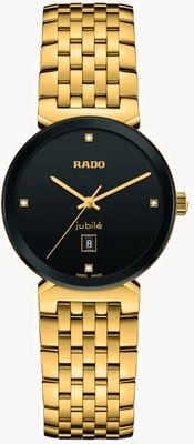 RADO Florence Classic Diamond Set Black Dial Gold Bracelet R48915703