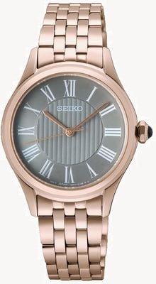 Seiko Caprice Quartz (29.6mm) Light Grey Dial / Rose-Gold PVD Stainless Steel Bracelet SUR614P1