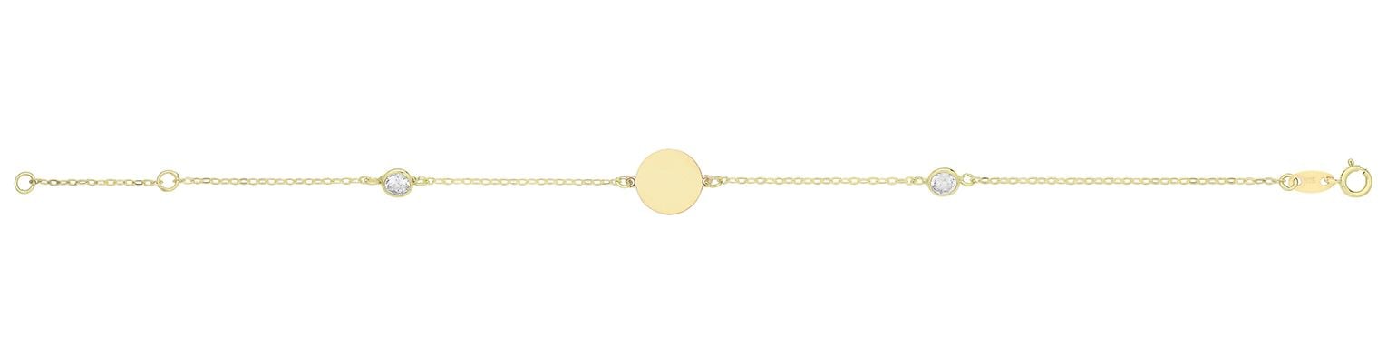Treasure House BR672 9CT YEL GOLD ROUND ID BRACELET WITH CZ Jewellery