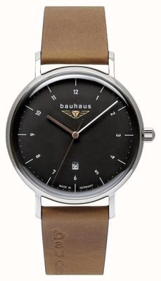 Bauhaus Classic Quartz (41mm) Anthracite Dial / Brown Leather Strap 21422