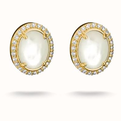 Thomas Sabo Ear Studs Mother-of-Pearl White Zirconia Gold Plated H2354-M01-14