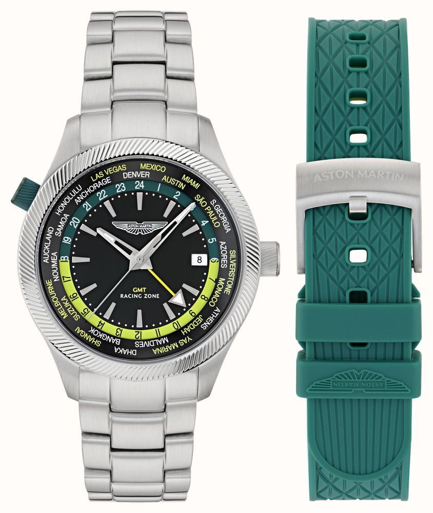 Aston Martin GRZ Icon Quartz Racing Zone GMT (41mm) Podium Green Dial / Steel Bracelet + Silicone Strap MTIZ1F503 - alternate view 6