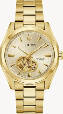 Bulova Men's Surveyor (39mm) Gold Dial / Gold-Tone Stainless Steel Bracelet 97A182