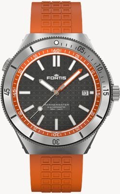 FORTIS Marinemaster M-44 Chronometer Amber Orange (44mm) Horizon Ultra-flexible Rubber Strap F8120013