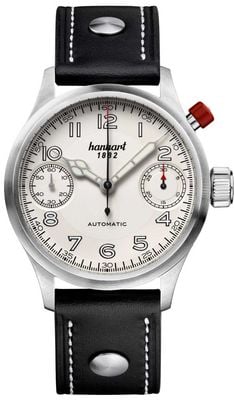 Hanhart PIONEER MonoScope Automatic Chronograph (45mm) Silver Dial / Black Leather Strap - M 732.220-0010