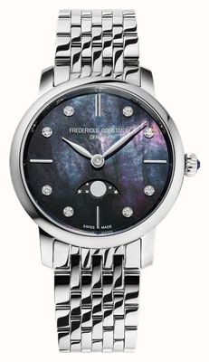 Frederique Constant Classics Slimline Ladies Moonphase (30mm) Mother-of-Pearl Dial / Stainless Steel FC-206MPBD1S6B