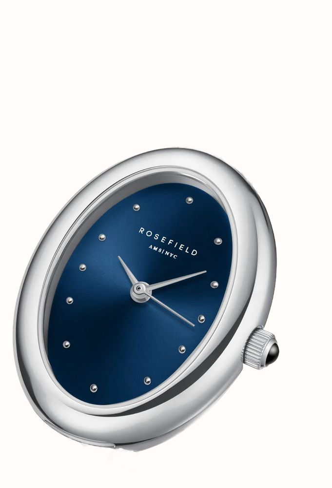 Rosefield Ovale Indigo Silver Mesh Strap With Navy Blue Dial Watch OVNSMS-OV25 - alternate view 2