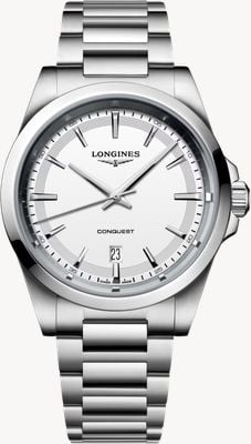 LONGINES Conquest Quartz (41mm) White Sandblasted Dial / Stainless Steel Bracelet L38604126