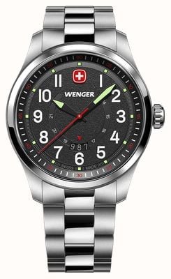 Wenger Terragraph Quartz (43mm) Textured Black Dial / Stainless Steel Bracelet 01.0541.122