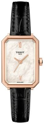 Tissot SRV Quartz (21.8mm) White Mother-of-Pearl Dial / Black Alligator Leather Strap T1601103611300