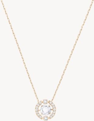 Swarovski Sparkling Dance Rose Gold White Round Moving Crystal Necklace 5272364