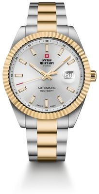 Swiss Military by Chrono Automatic Silver Dial Two Tone Bracelet Dress Watch SMA34110.06