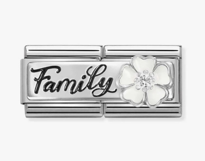 Nomination Classic DETAILED Steel, Enamel, Cubic Zirconia And Sterling Silver Sterling Silver (17_Family With Flower) Charm 330734/17