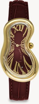 Exaequo Melting Watch Classic PVD Yellow Gold (28mm) Italian Burgundy Dial / Italian Burgundy Croco Leather Strap EX 0002.0006