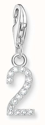 Thomas Sabo Silver Charm Pendant Number 2 With Zirconia 2126-051-21