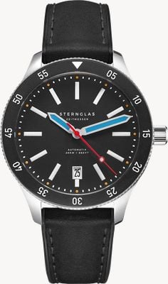 STERNGLAS Marus 2.0 Automatic (42mm) Black Dial / Black Hybrid Leather Strap S02-MA43-HY03