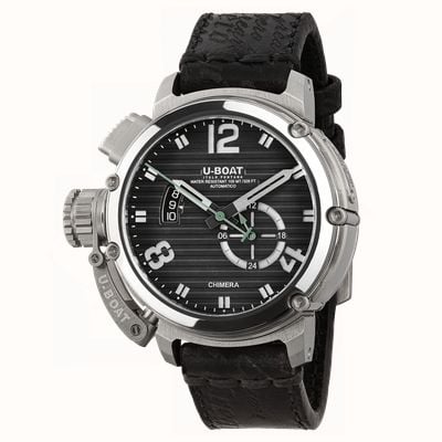 U-Boat Chimera SS Nero Limited Edition (46mm) Striped Black Dial / Aged Black Leather Strap 9605