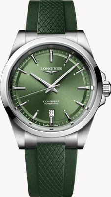 LONGINES Conquest Automatic (41mm) Sunray Green Dial / Green Rubber Strap L38304029