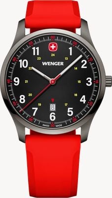 Wenger City Sport Quartz (42mm) Matte Black Dial / Red Silicone Strap 01.1441.130