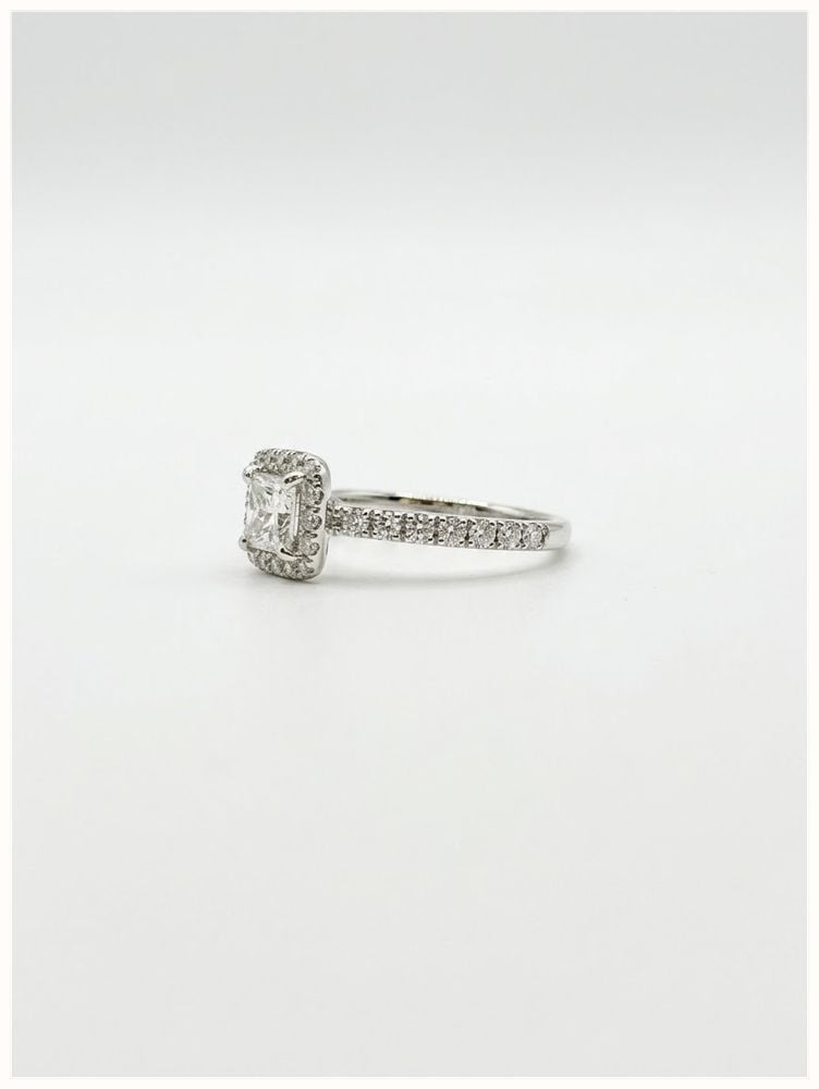 Bass International Diamond Jewel 0.81ct Princess Natural Diamond Platinum Halo Ring J4621 - alternate view 2