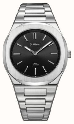 D1 Milano Ultra Thin Groovy Black (39mm) Black Sunray Dial / Stainless Steel Bracelet UHBJ01