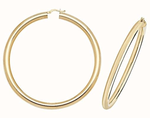 James Moore TH 9k Yellow Gold Hoop Earrings 60 mm ER1005-60