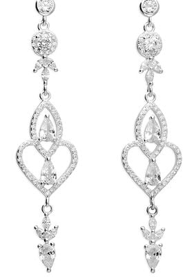 Silver Long White Cubic Zirconia Elegant Drop H6096/S
