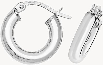 Treasure House 9ct White Gold 8mm Round Tube Hoop Earrings ER380W
