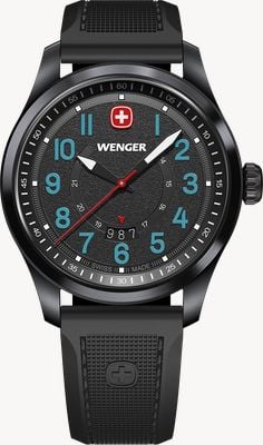 Wenger Terragraph Quartz (43mm) Textured Black Dial / Black Silicone Strap 01.0541.127