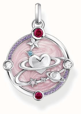 Thomas Sabo Silver Pendant With Pinkish Cold Enamel And Cosmic Details PE959-340-9