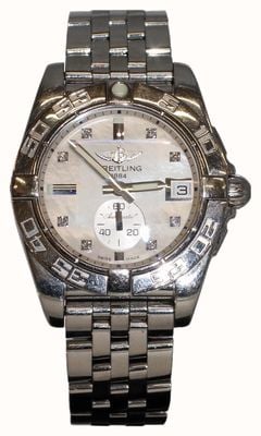 Pre-owned Breitling Galatic Diamond Automatic (36mm) Mother Of Pearl Dial / Stainless Steel - Box & Papers J88250