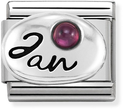 Nomination Classic January Birthstone Garnet Sterling Silver & Steel Charm 330505/01
