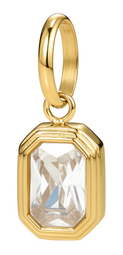 D.LOUISE CH-61 Gold Plated Cubic Zirconia Emerald Cut Bezel Jewellery