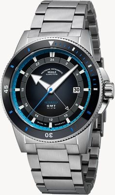 Mühle Glashütte Sportivo Travel GMT (42.5mm) Black Dial / Stainless Steel Bracelet M1-52-13-MB