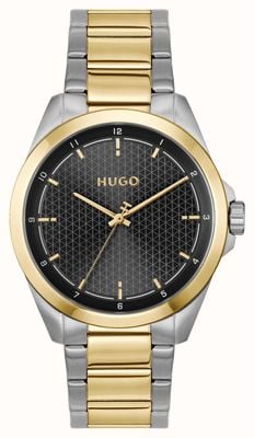 HUGO #SEAM Three-Hand Quartz (42.5mm) Black Dial / Two-Tone Stainless Steel Bracelet 1530452