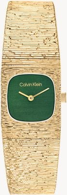 Calvin Klein Sophisticated Square (20mm) Green Dial / Gold PVD Stainless Steel Bracelet 25100228