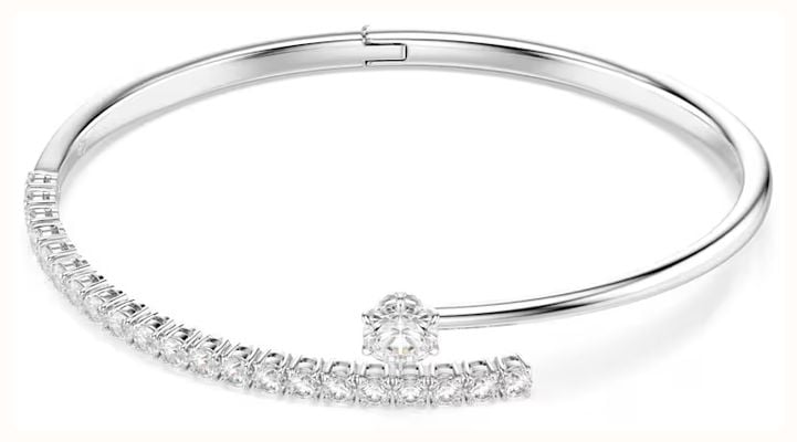 Swarovski Matrix bangle, Round cut, White, Rhodium plated 5753571