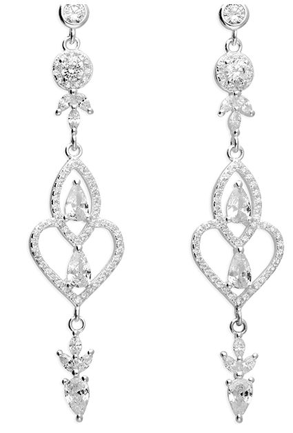 James Moore CME H6096/S Silver Long White Cubic Zirconia Jewellery