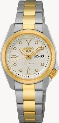 Seiko 5 Sport | Compact 28mm | White Dial | Two Tone Watch SRE004K1