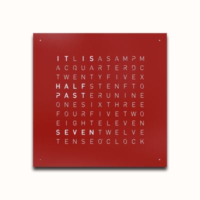 QLOCKTWO EARTH 45 STEEL SERIES RED PEPPER (English) - White Lacquered QT4ENREPC-UK